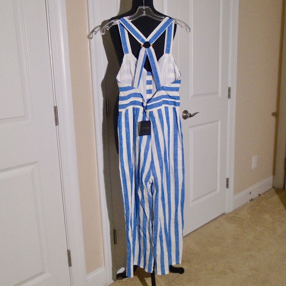 LE LIS NWT Cotton/Linen Striped Jumpsuit S - Picture 7 of 9